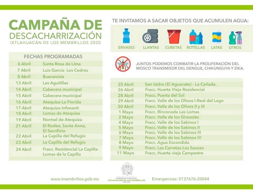 Fechas por comunidad de campaña descharrización.